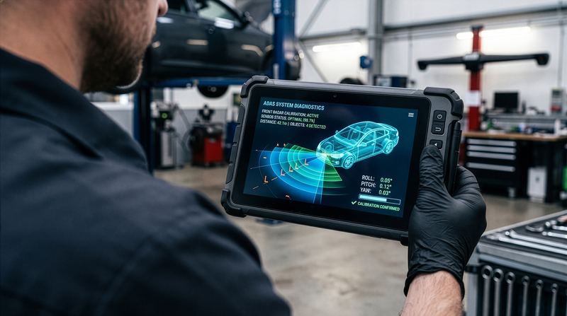 Diagnose der Fahrassistenzsysteme am Tablet